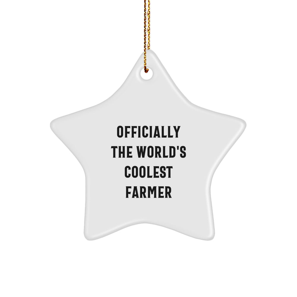 Funny Farmer Gifts, Officially The World's Coolest Farmer Star Ornament, Ideal Christmas Decor for Farmers Home - Image 1