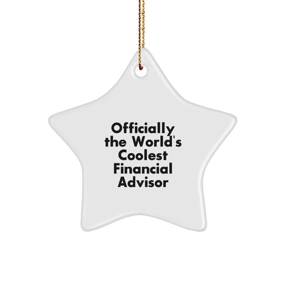 Funny Financial Advisor Gifts from Friends for Christmas Unique Star Ornaments - 'Officially The World's Coolest Financial Advisor' - Image 1