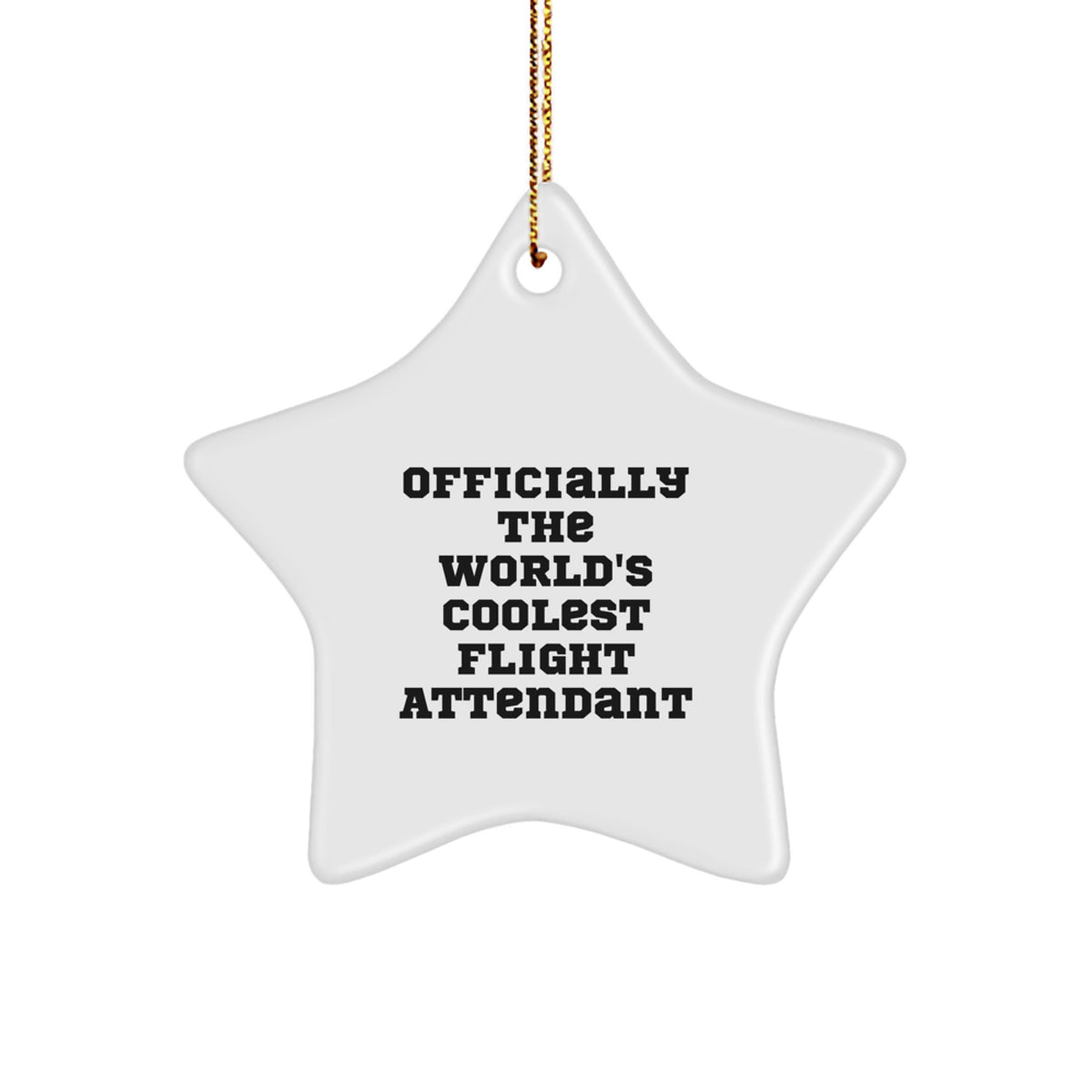 Funny Flight Attendant Gifts from Friends - Officially The World's Coolest Flight Attendant Star Ornament, White Star Shape, Christmas Unique Gifts for Flight Attendants - Image 1