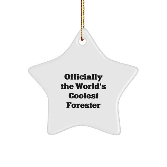 Officially The World's Coolest Forester Star Ornament Gifts from Family Friends Men Women for Christmas Unique Decorations - Image 1