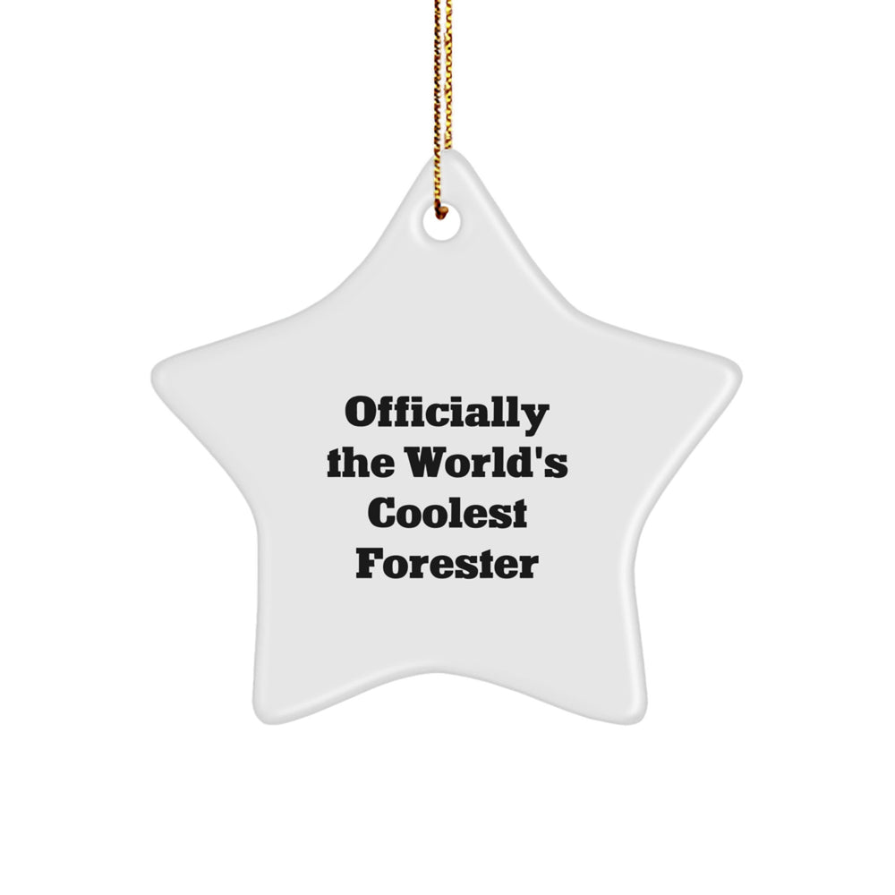 Officially The World's Coolest Forester Star Ornament Gifts from Family Friends Men Women for Christmas Unique Decorations - Image 1
