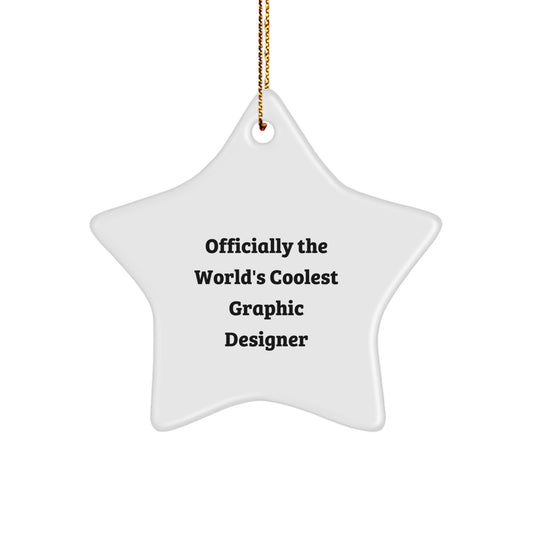 Funny Graphic Designer Gifts from Friends for Christmas - 'Officially The World's Coolest Graphic Designer' Star Ornament - Image 1