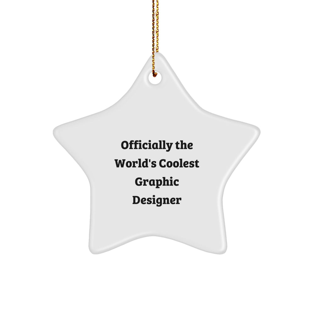 Funny Graphic Designer Gifts from Friends for Christmas - 'Officially The World's Coolest Graphic Designer' Star Ornament - Image 1