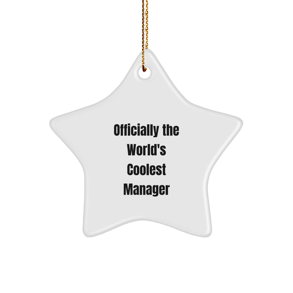 Funny Manager Gifts from Friends, Officially The World's Coolest Manager Christmas Star Ornament, Gift for Manager - Image 1