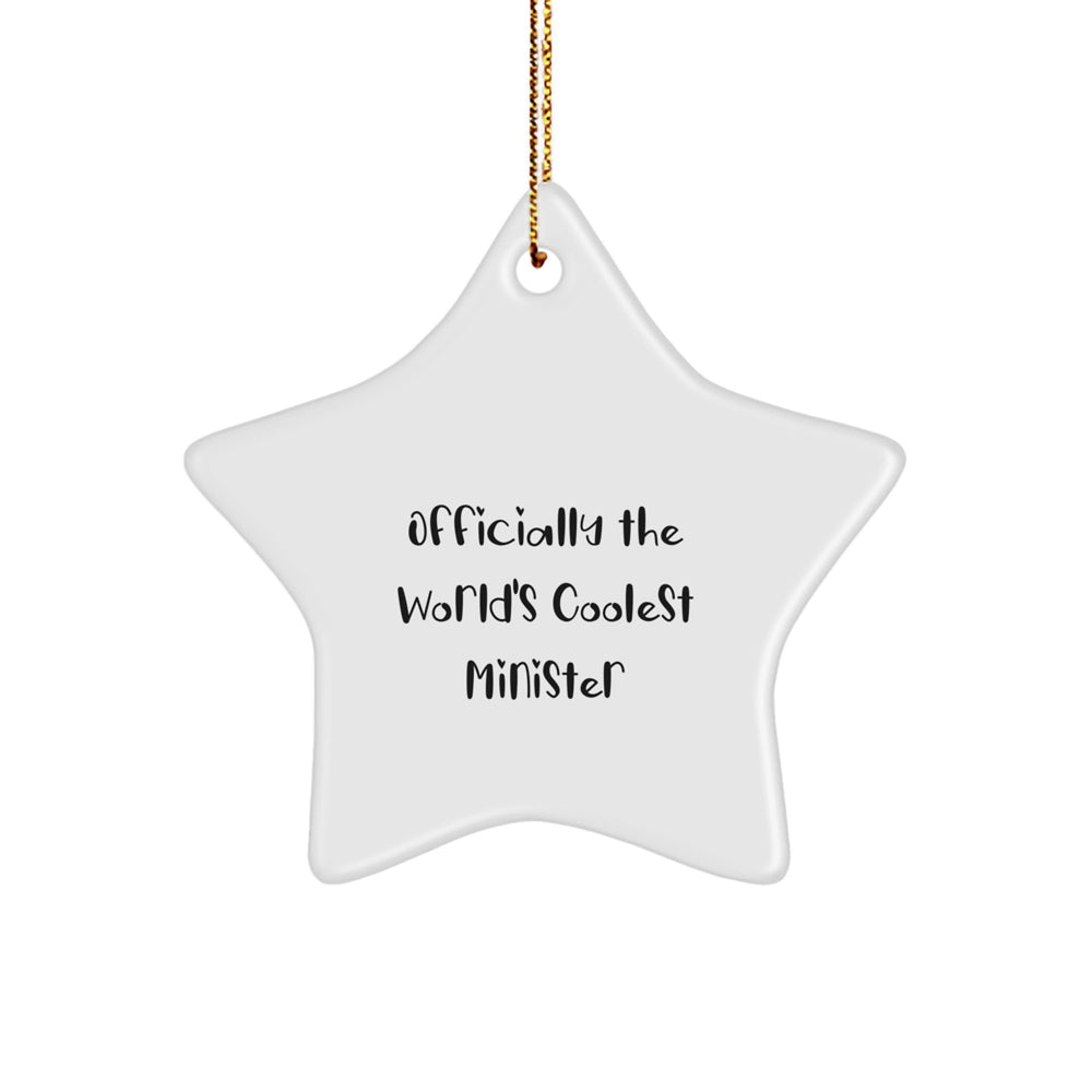 Funny Minister Gifts for Men - Officially The World's Coolest Minister Christmas Star Ornament - Image 1