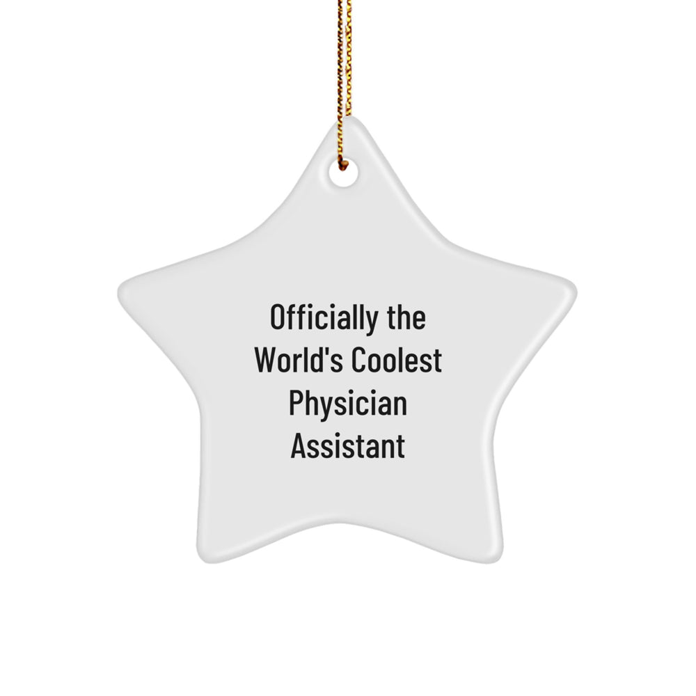 Funny Physician Assistant Star Ornament Gifts from Friends at Christmas, 'Officially The World's Coolest Physician Assistant' Star Shaped Decoration, Gifts for Physician Assistant Men - Image 1
