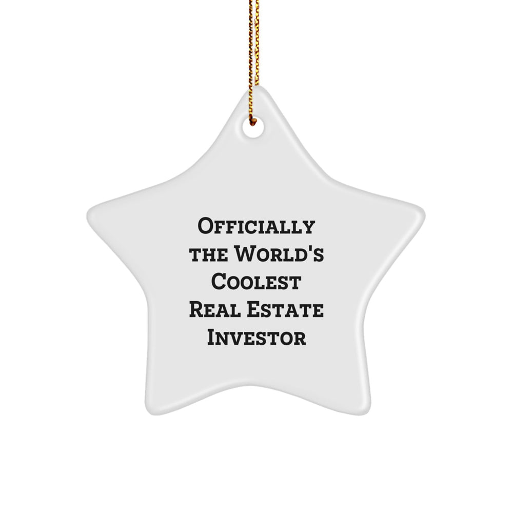 Funny Gifts from Friends, Officially The World's Coolest Real Estate Investor Star Ornament, Perfect Real Estate Investor Gifts for Christmas - Image 1