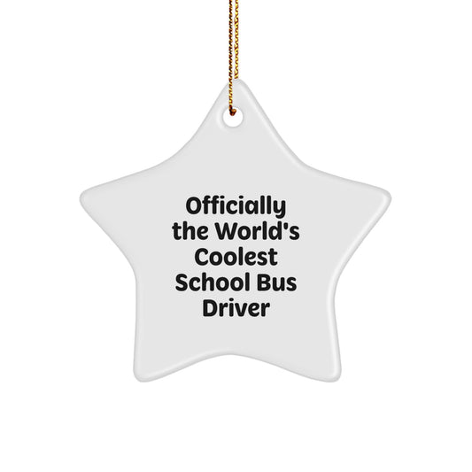 Funny School Bus Driver Gifts from Friends to School Bus Driver Star Ornament Officially The World's Coolest, Star Ornament for School Bus Driver Christmas Unique Gifts - Image 1