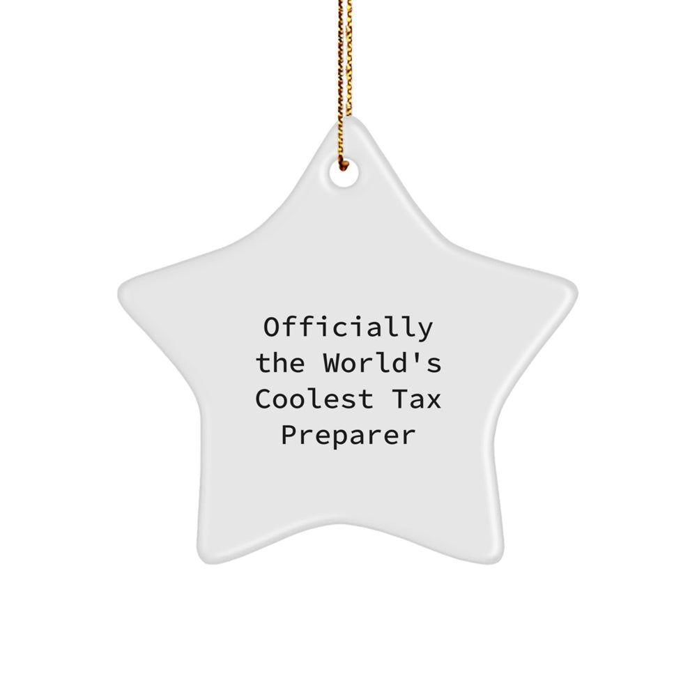 Funny Quote Tax Preparer Gifts from Friends for Men - Official World's Coolest Star Ornament, Christmas Unique Decorations - Image 1