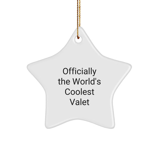Funny Valet Gifts from Friends, Officially The World's Coolest Valet Star Ornament for Men, Perfect Christmas Unique Gifts - Image 1