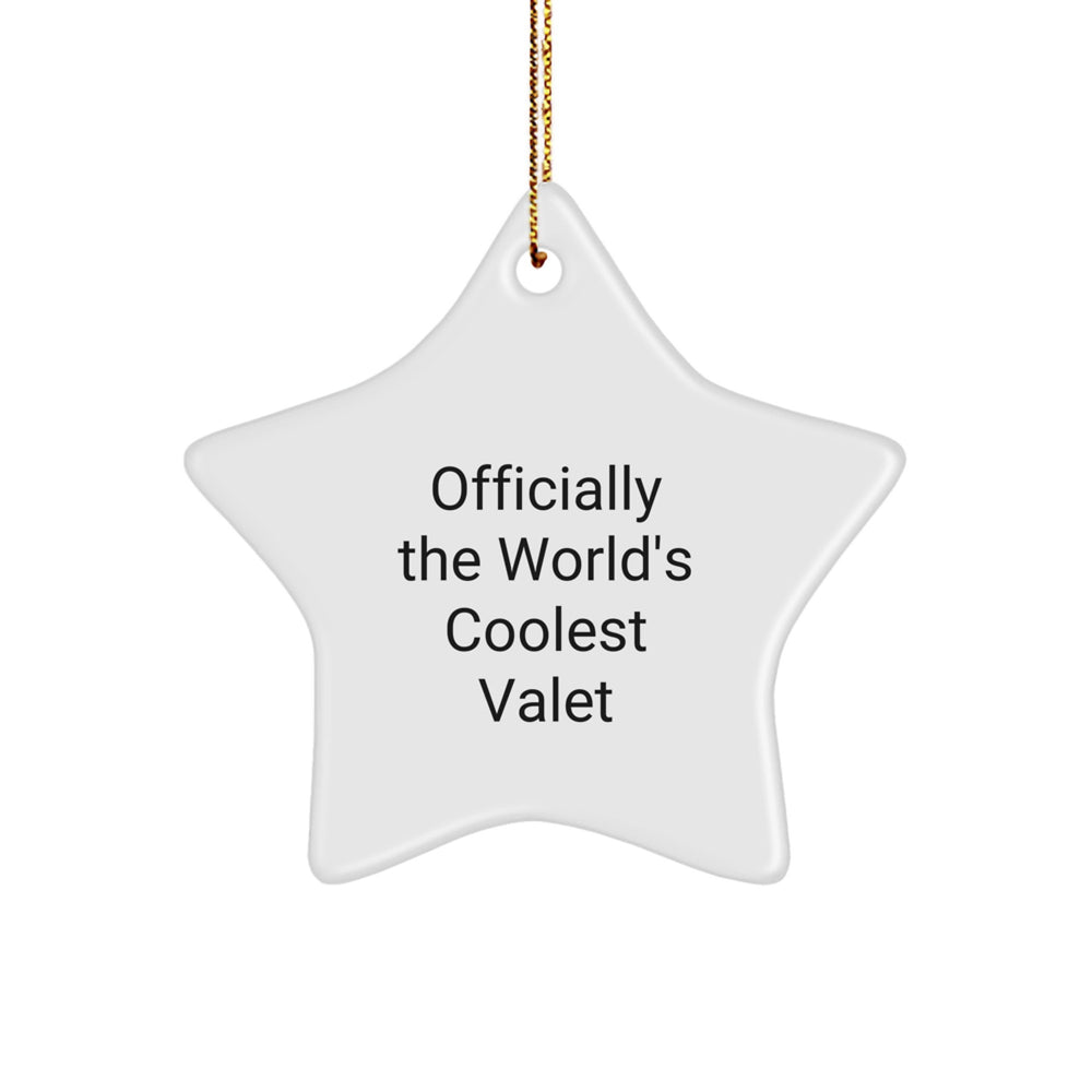 Funny Valet Gifts from Friends, Officially The World's Coolest Valet Star Ornament for Men, Perfect Christmas Unique Gifts - Image 1