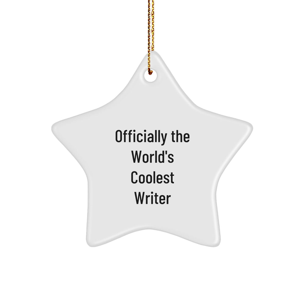 Unique Writer Gifts from Friends for World's Coolest Writer Star Ornament, Funny Quote Christmas Unique Gifts - Image 1