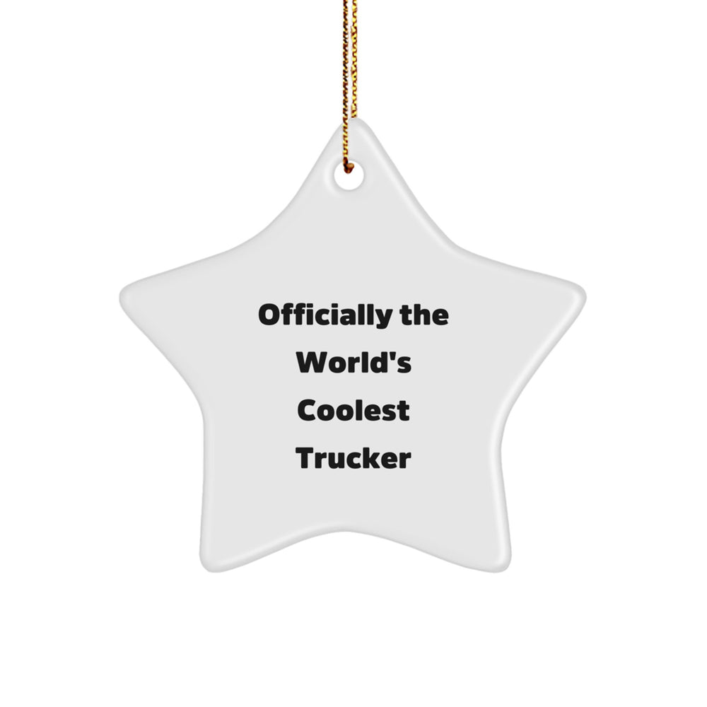 Officially The World's Coolest Trucker Star Ornament, Funny Trucker Gifts from Men to Trucker Friends at Christmas - Image 1