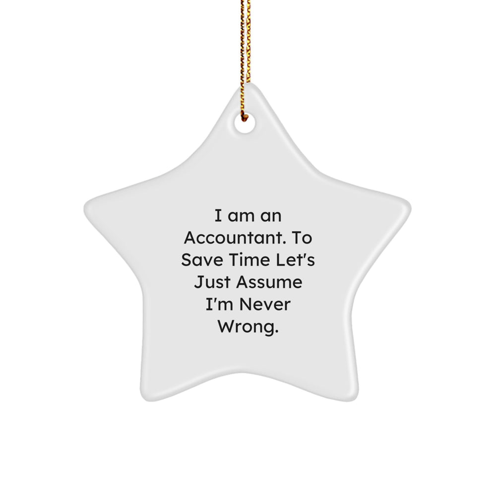 Funny Accountant Gifts - I'm Never Wrong Star Ornament, Unique Christmas Decorations for Accountant Men Women Friends Family - Image 1