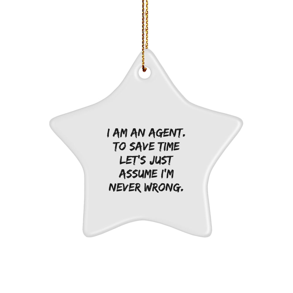 Funny Agent Gifts from Men to Agent, Christmas Unique Agent Star Ornaments, Agent Star Ornament Quote Gifts for Agent - Image 1