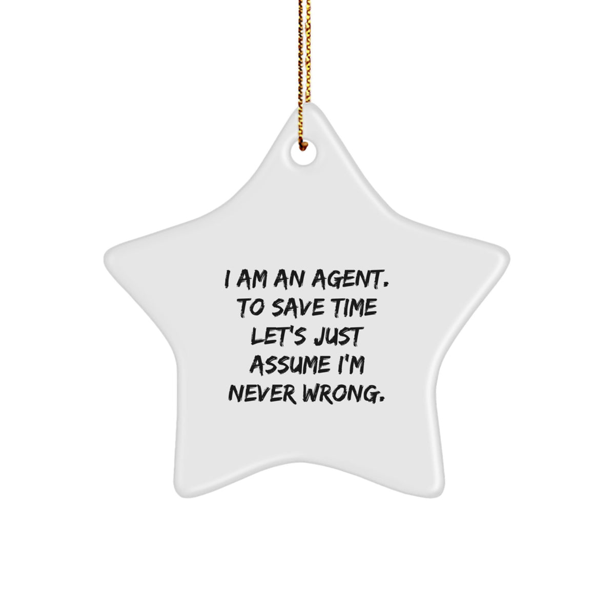 Funny Agent Gifts from Men to Agent, Christmas Unique Agent Star Ornaments, Agent Star Ornament Quote Gifts for Agent - Image 1