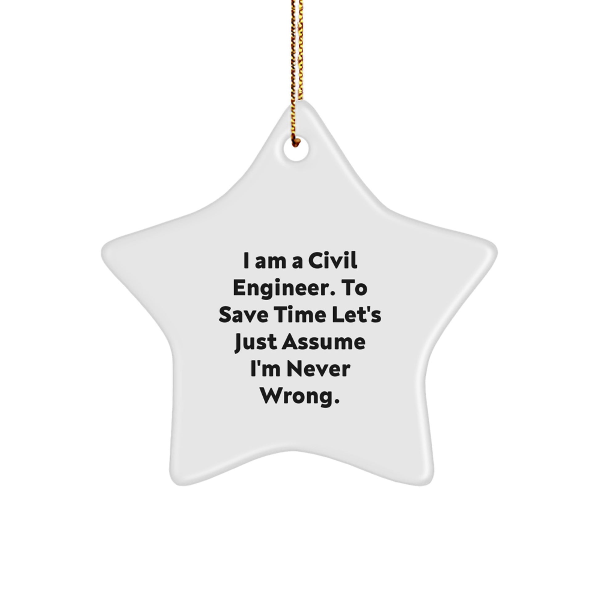 Funny Civil Engineer Christmas Star Ornament for Friends Gifts from Men, Gifts for Civil Engineer Men, Humorous Star Decoration - Image 1