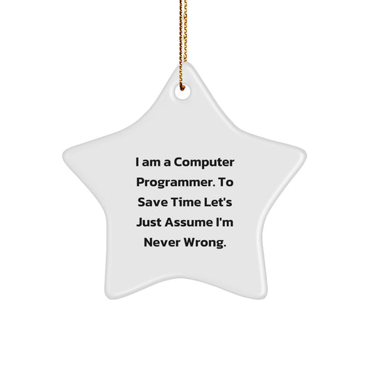Funny Computer Programmer Star Ornament Gifts from Friends, Family, or Coworkers for Christmas - Image 1