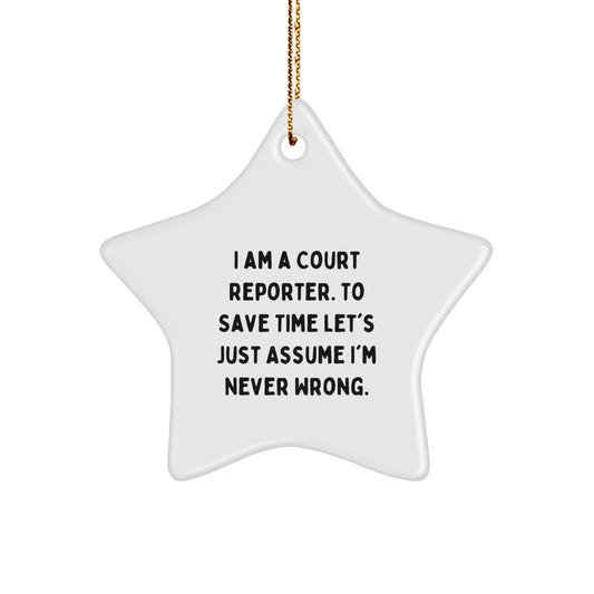 Funny Court Reporter Christmas Star Ornament Gifts from Family and Friends for Court Reporter Men and Women - Image 1