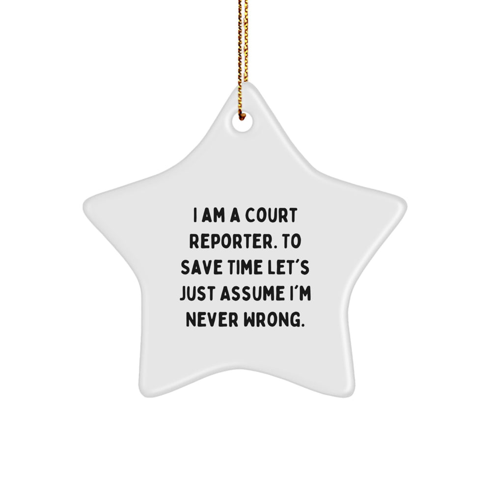 Funny Court Reporter Christmas Star Ornament Gifts from Family and Friends for Court Reporter Men and Women - Image 1
