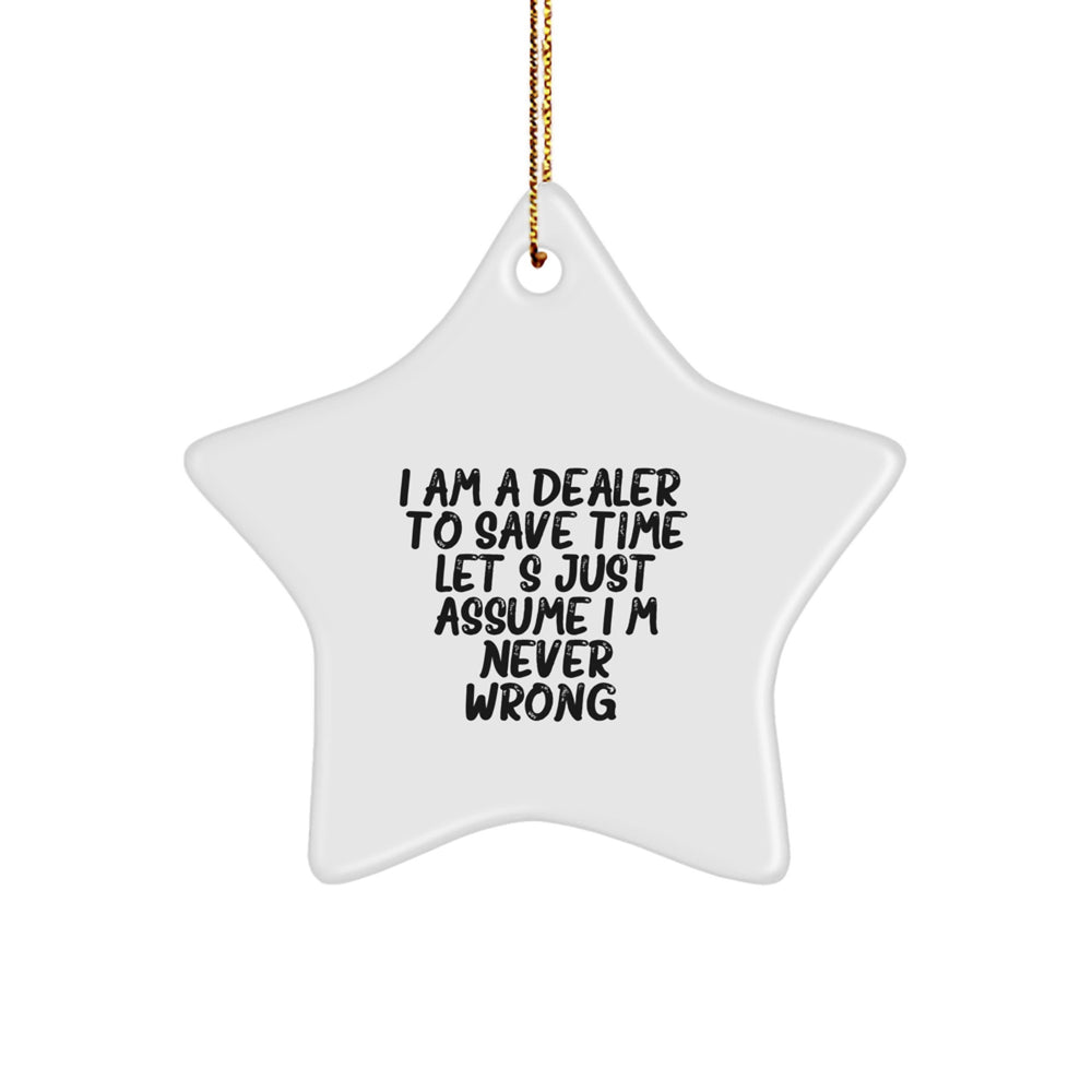 Funny Dealer Gifts from Friends for Dealer - White Star Ornament, Christmas Unique Gifts, Star Shaped, MDF - Image 1