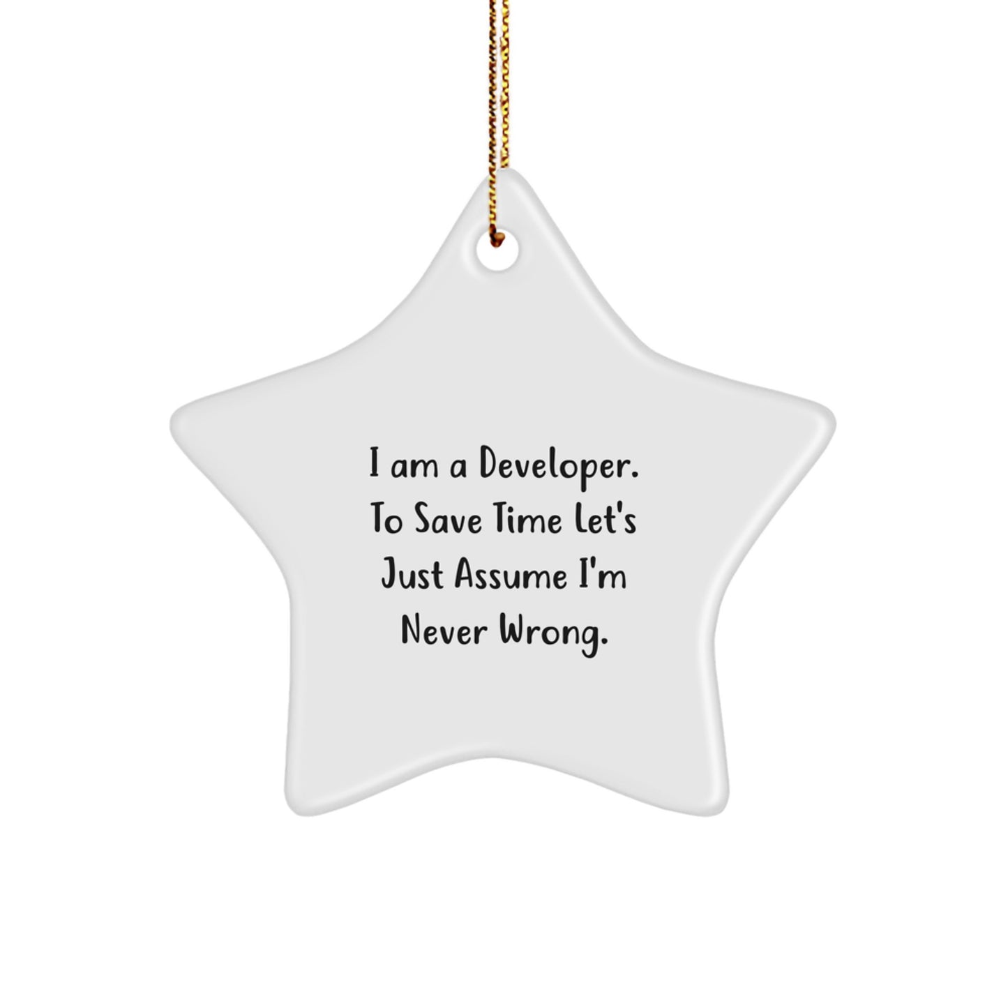 Unique Funny Developer Gifts from Friends for Christmas Star Ornament, I'm Never Wrong Quote - Image 1