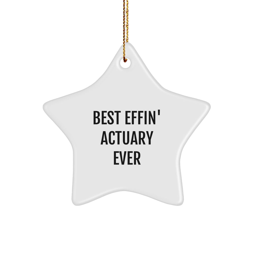 Funny Quote Gift for Actuary Friends, Gifts from Men to Actuaries, Christmas Unique Star Ornament - Image 1