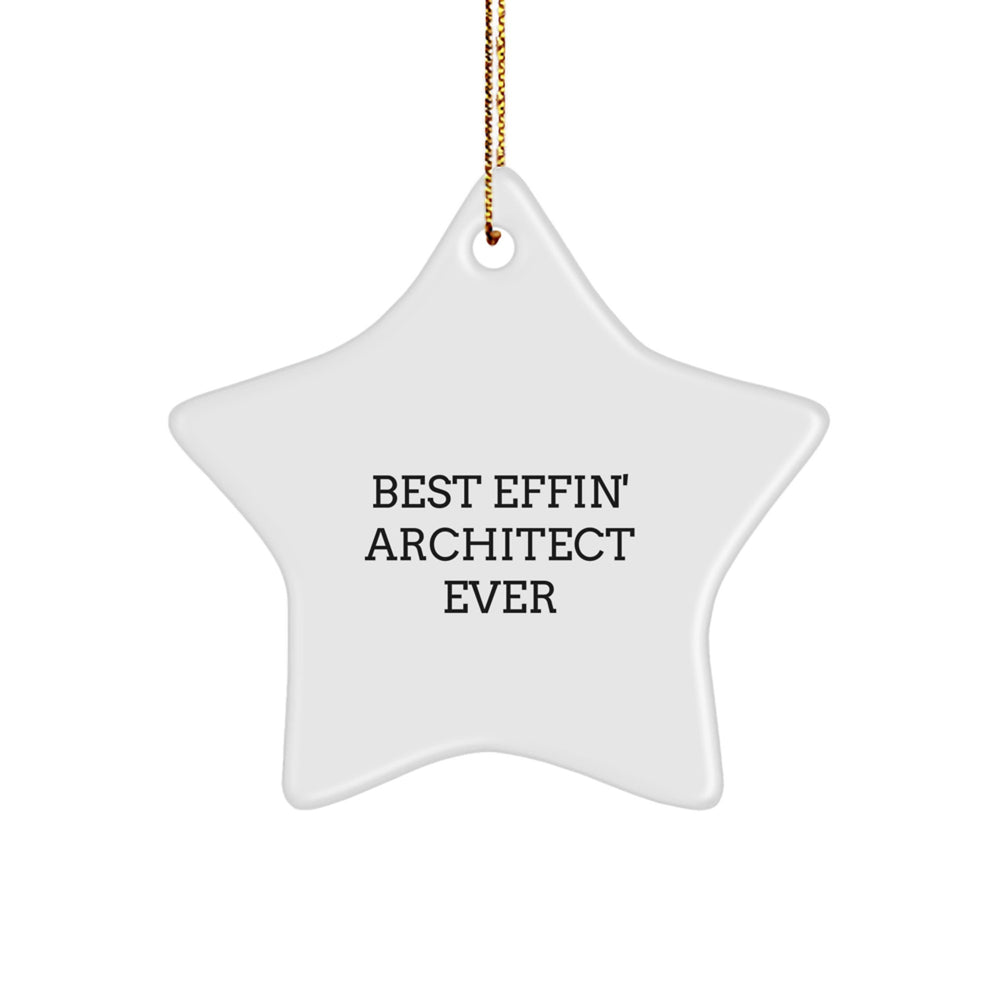Funny Architect Gifts from Friends - Best Effin' Architect Ever Star Ornament for Men Women Family Home Office Decor - Image 1