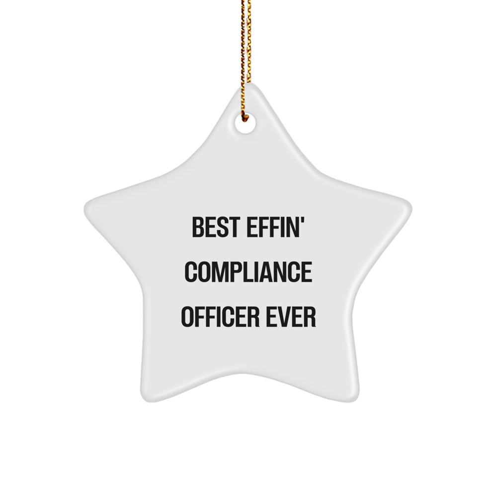 Funny Compliance Officer Gifts for Christmas, Best Effin' Compliance Officer Ever Star Ornament for Compliance Officers, Gifts from Friends or Family - Image 1
