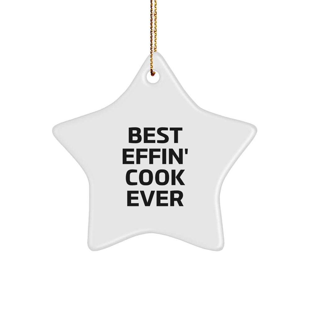 Funny Cook Gifts for Men Best Effin' Star Ornament White Christmas Unique Decoration - Image 1