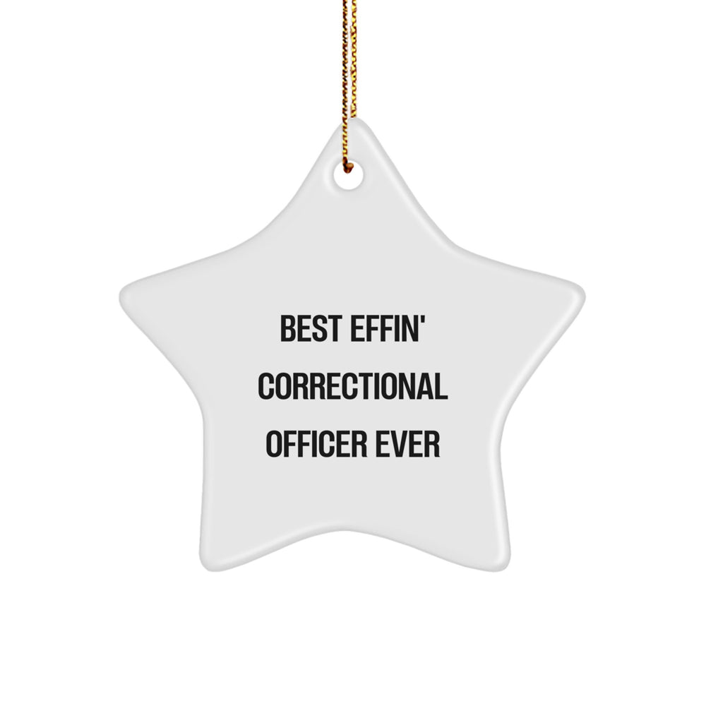 Funny Correctional Officer Gifts from Men, Unique Star Ornament for Best Effin' Correctional Officer Ever, Christmas Decorations for Correctional Officer Friends - Image 1