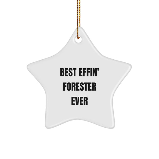 Funny Forester Star Ornament Gifts for Men from Friends, Best Effin' Forester Ever Star Ornament Christmas Unique for Family - Image 1
