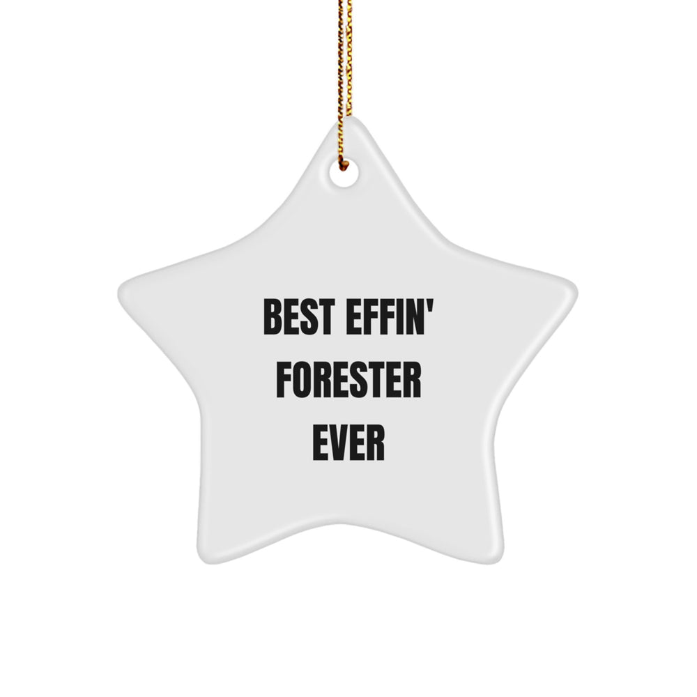 Funny Forester Star Ornament Gifts for Men from Friends, Best Effin' Forester Ever Star Ornament Christmas Unique for Family - Image 1