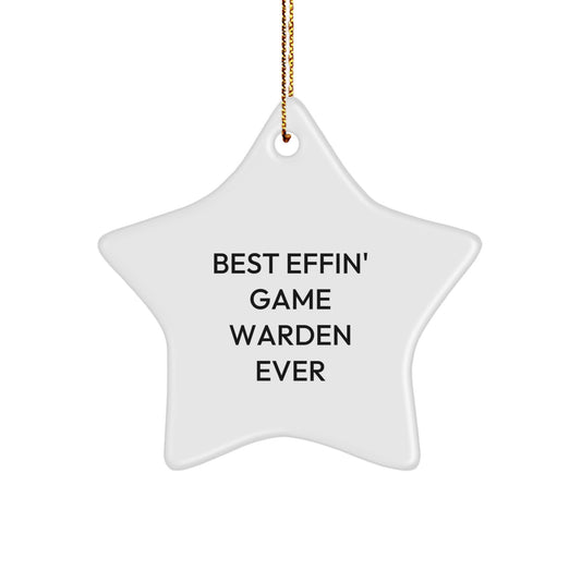 Best Effin' Game Warden Ever Gifts from Friends for Christmas, Star Ornament for Men and Women, Funny Quote Game Warden Gift - Image 1