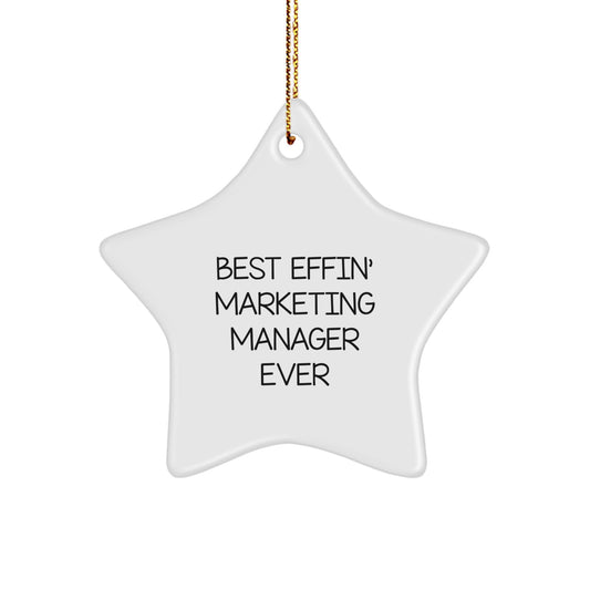 Funny Marketing Manager Gifts from Friends, Best 'Effin' Star Ornament for Marketing Manager Men, Christmas Unique Gifts - Image 1