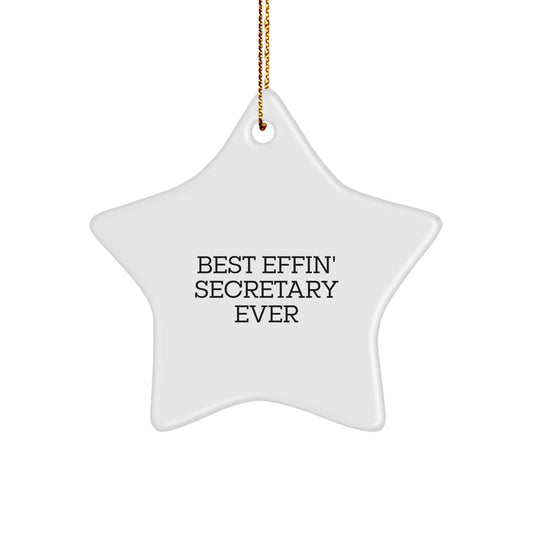 Funny Secretary Star Ornament Gifts from Men to Women, Best Effin' Secretary Ever, Unique Christmas Decorations for Office - Image 1
