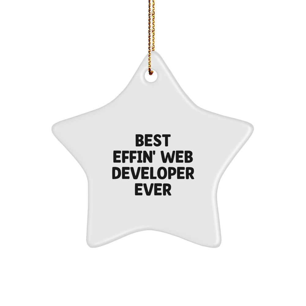 Funny Web Developer Gifts for Men, Star Ornament with Best Effin' Quote, Perfect Christmas Unique Gifts from Friends - Image 1
