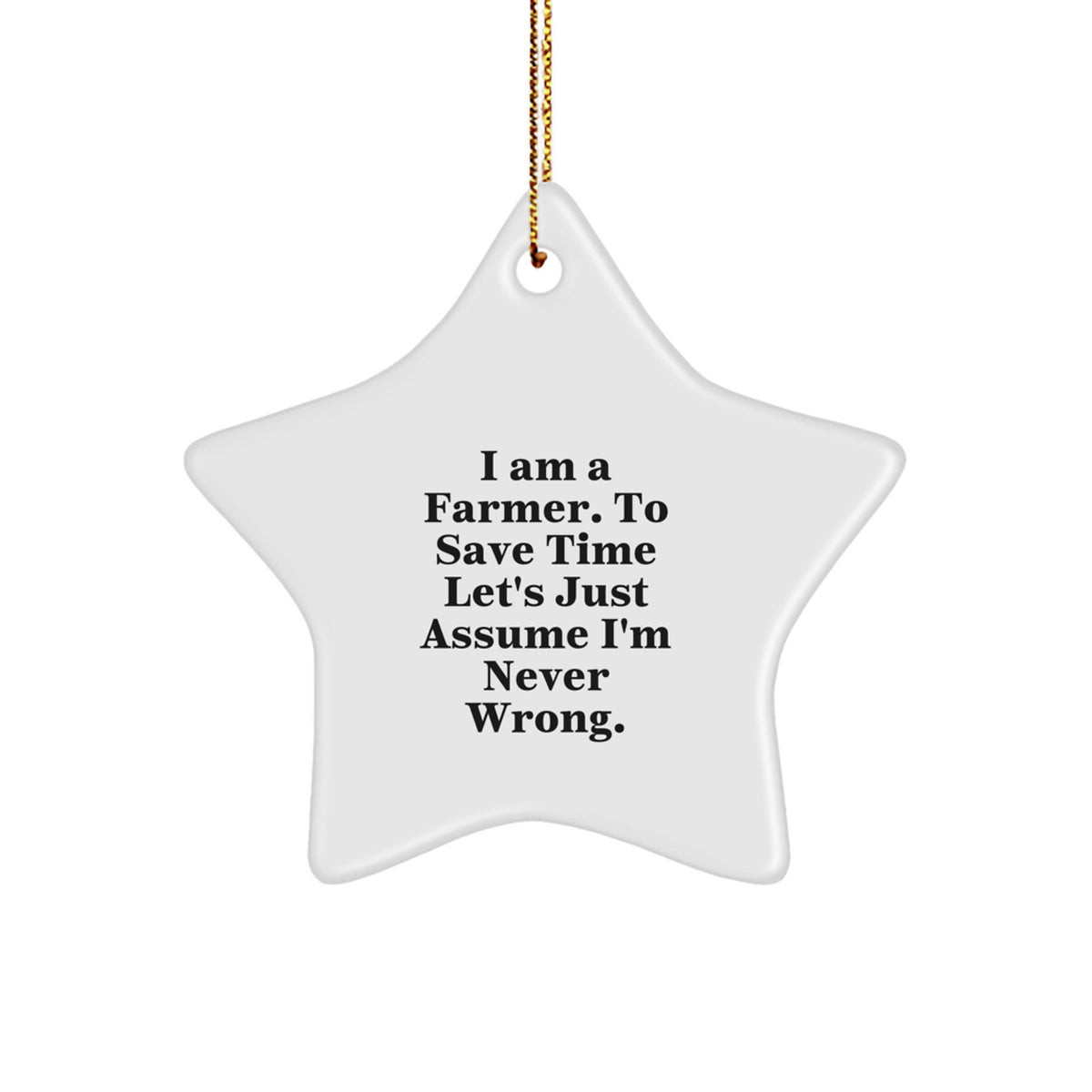 Funny Gift for Farmer Friends and Family Members Star Ornament with I Am A Farmer Quote Christmas Unique Gifts from Men to Women - Image 1