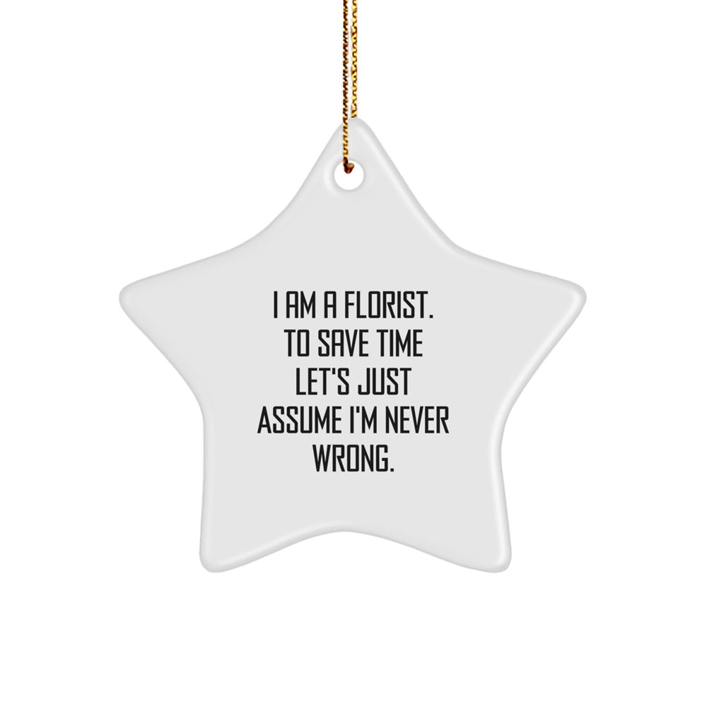 Funny Florist Gifts from Friends, White Star Ornament for Florist, Christmas Unique Gifts - Image 1
