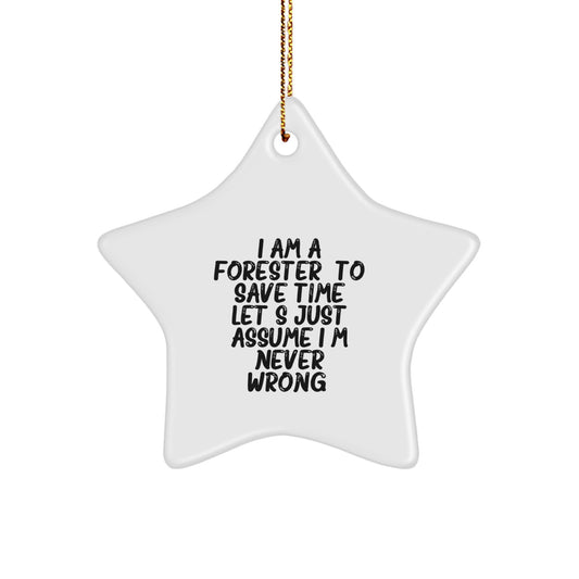Forester Humor Gifts, Funny Star Ornament for Forester, Gifts from Friends for Christmas, Forester Quotes on MDF Star - Image 1