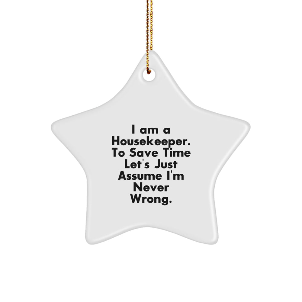 Funny Housekeeper Gifts for Christmas Star Ornament 'I Am A Housekeeper' Quote Housekeeper Star Shaped Decor - Image 1