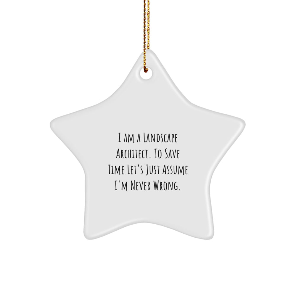 Funny Landscape Architect Star Ornament, Gifts from Friends, for Him, with I Am A Landscape Architect. To Save Time Let's Just Assume I'm Never Wrong. MDF Star Decoration, Christmas Unique Gifts - Image 1