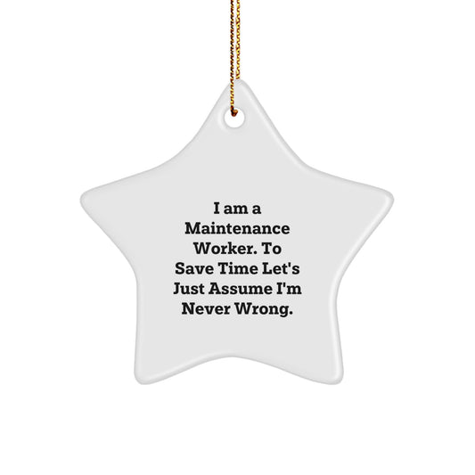 Funny Maintenance Worker Gifts from Friends, Unique Star Ornament for Men Maintenance Workers, Christmas Unique Gifts - Image 1
