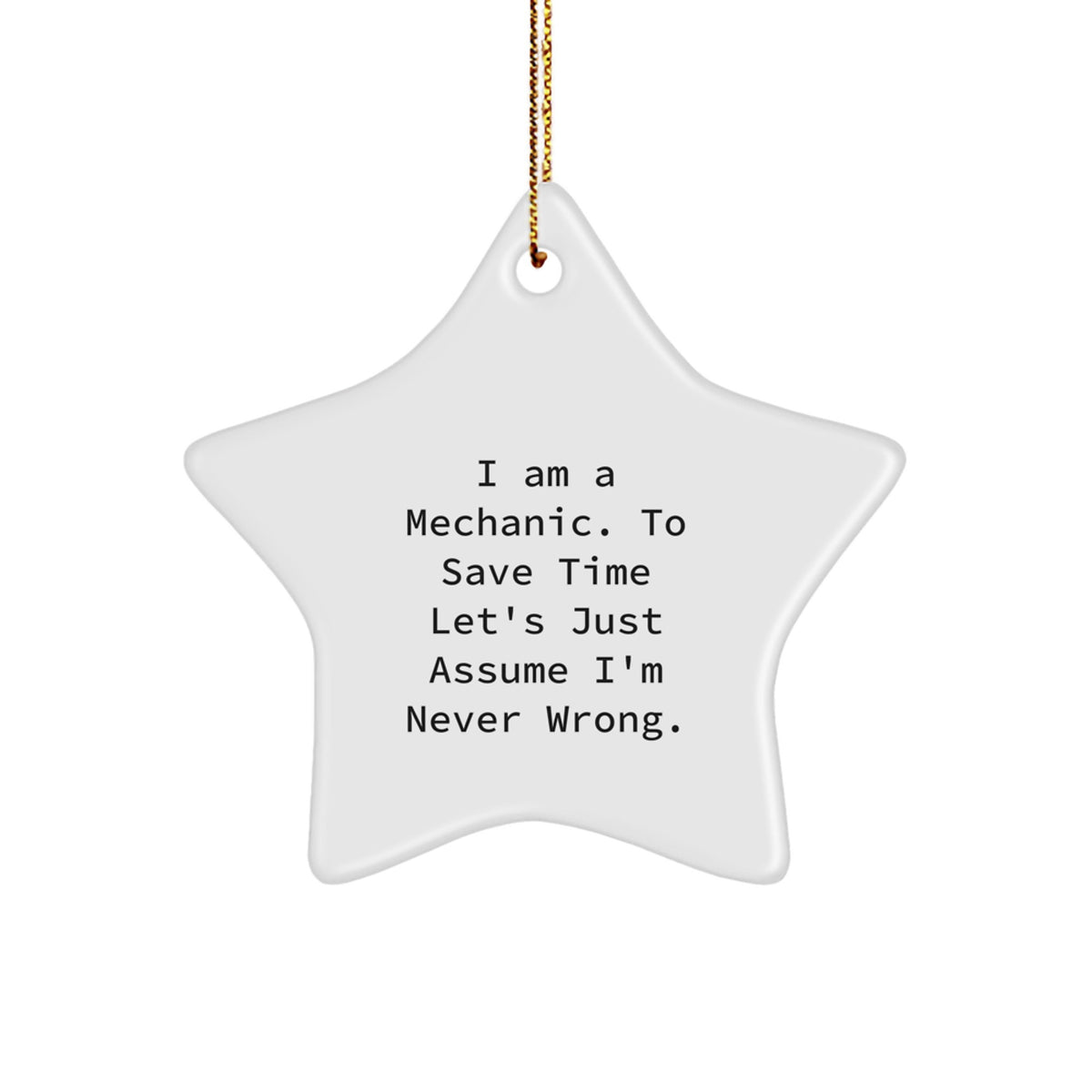 Funny Mechanic Gifts Star Ornament for Christmas Unique Presents from Men to Mechanic Friends - Image 1