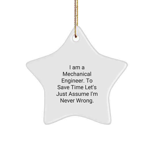 Funny Mechanical Engineer Star Ornament, Gifts for the Sassy Engineer, Christmas Unique Gifts from Friends - Image 1
