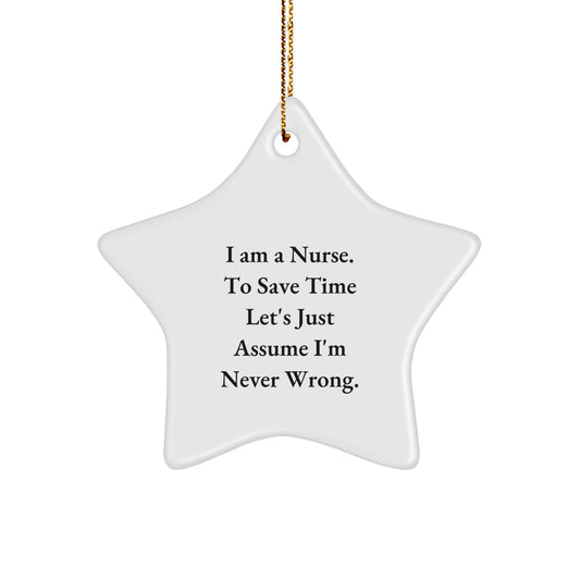 Funny Nurse Gifts for Nurse Friends Christmas Star Ornament, Gifts from Men to Nurse Women Coworkers Family, Inspirational Nurse Quote Star Shaped Decorations - Image 1