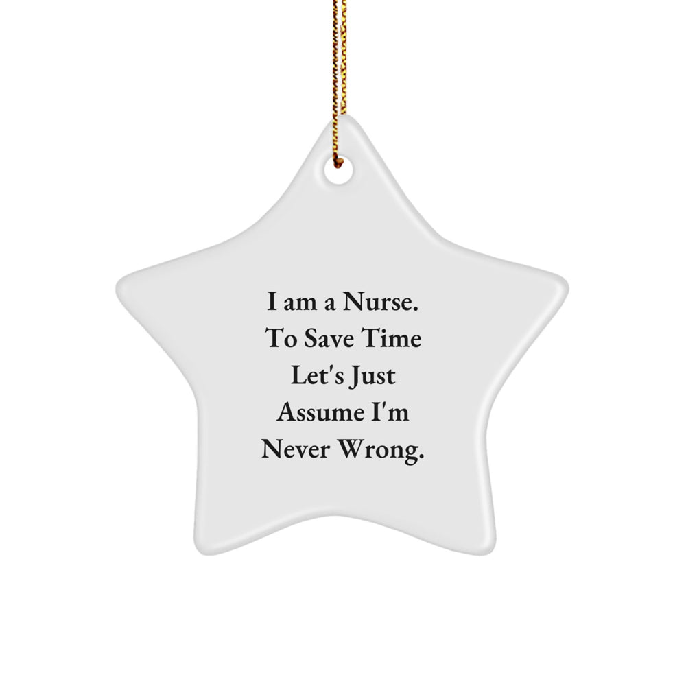 Funny Nurse Gifts for Nurse Friends Christmas Star Ornament, Gifts from Men to Nurse Women Coworkers Family, Inspirational Nurse Quote Star Shaped Decorations - Image 1