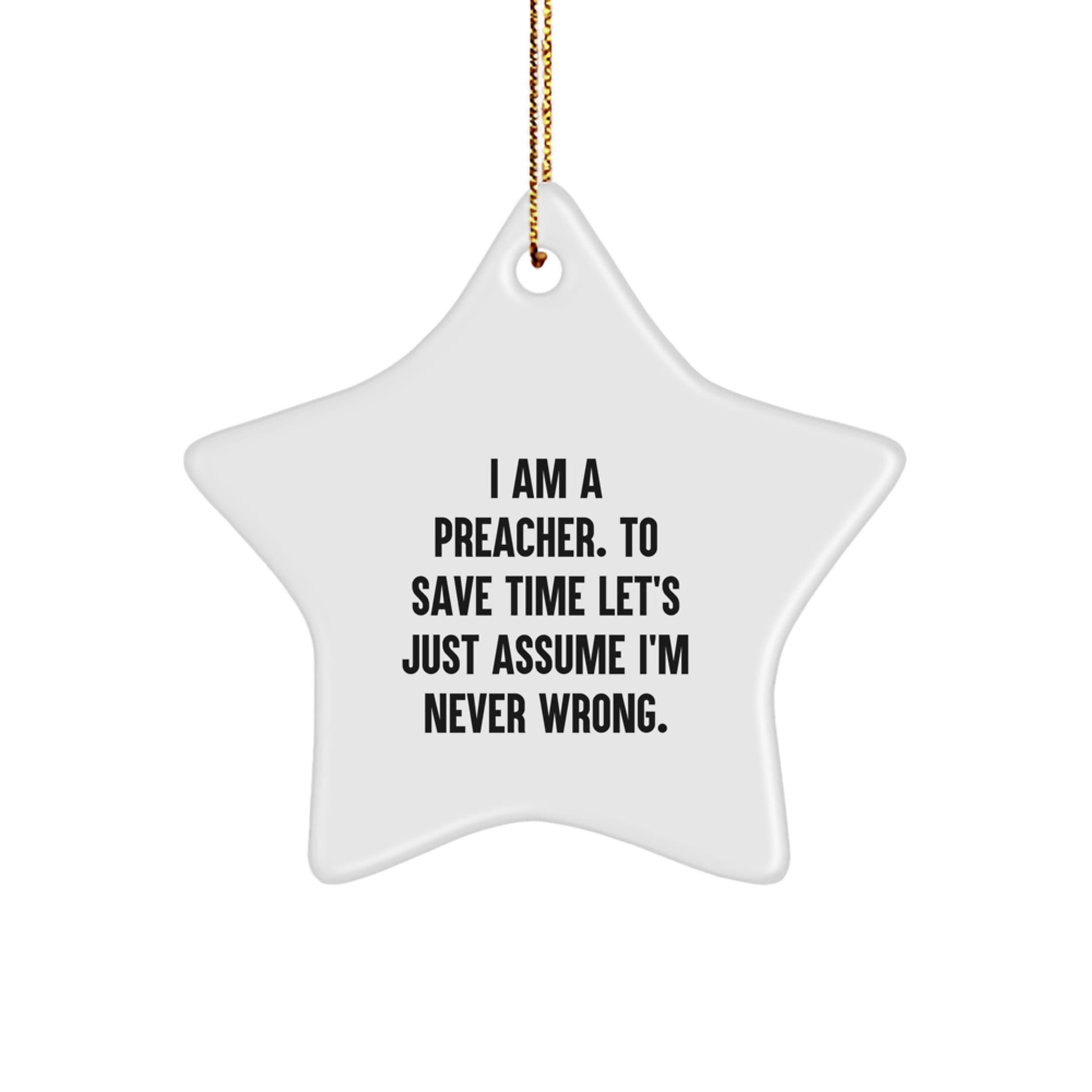 Funny Preacher Gifts from Friends - Preacher Star Ornament for Christmas Unique Presents - Image 1