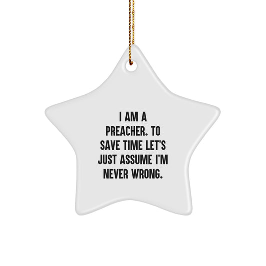 Funny Preacher Gifts from Friends - Preacher Star Ornament for Christmas Unique Presents - Image 1