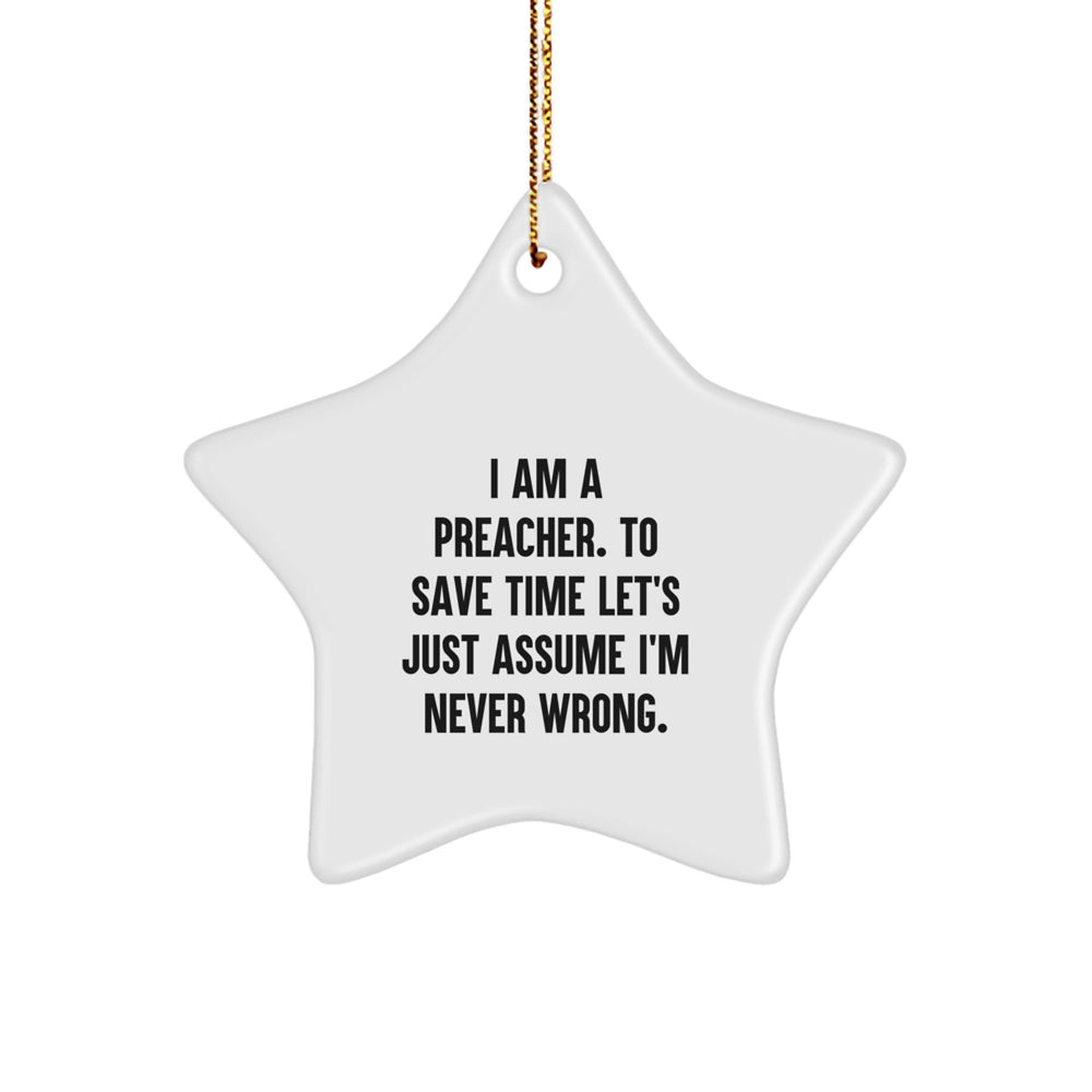 Funny Preacher Gifts from Friends - Preacher Star Ornament for Christmas Unique Presents - Image 1